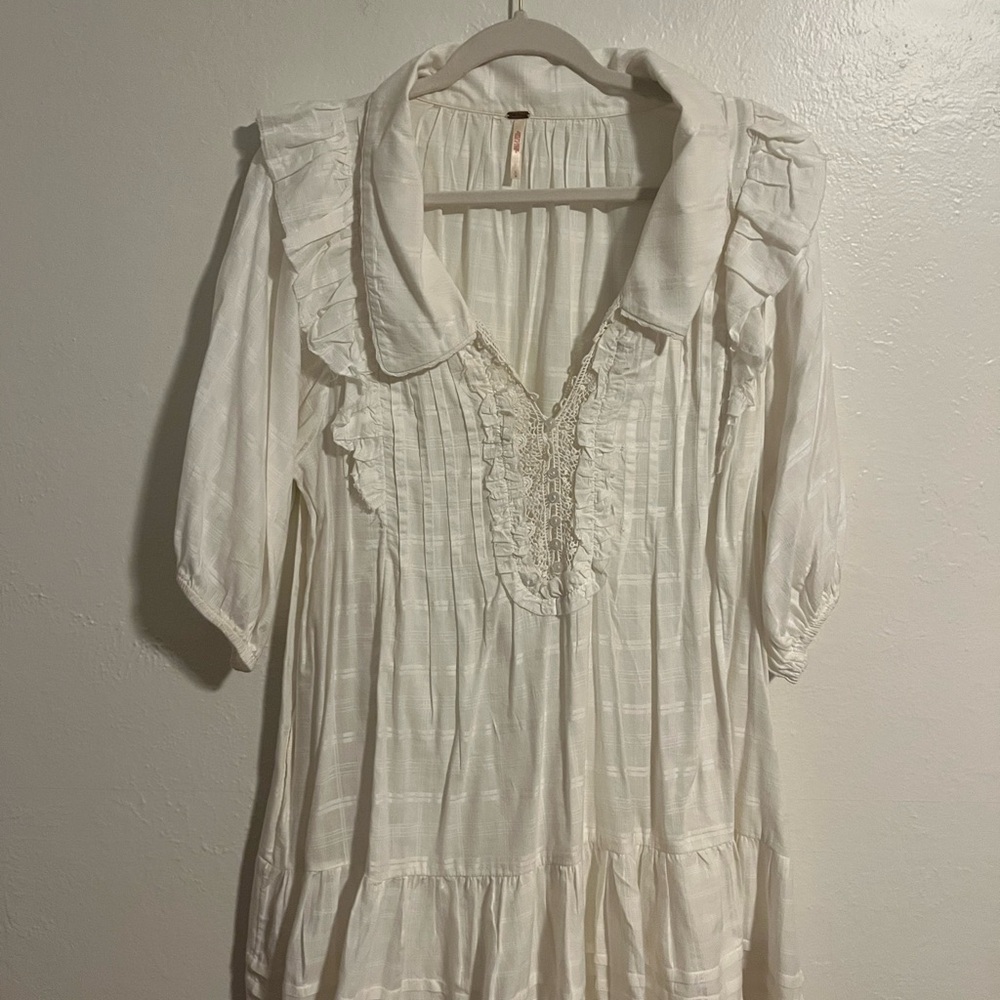 Free People White Ruffled Dress
